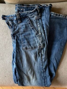 American Eagle Outfitters Men's Relaxed Blue Carpenter-Style Jeans